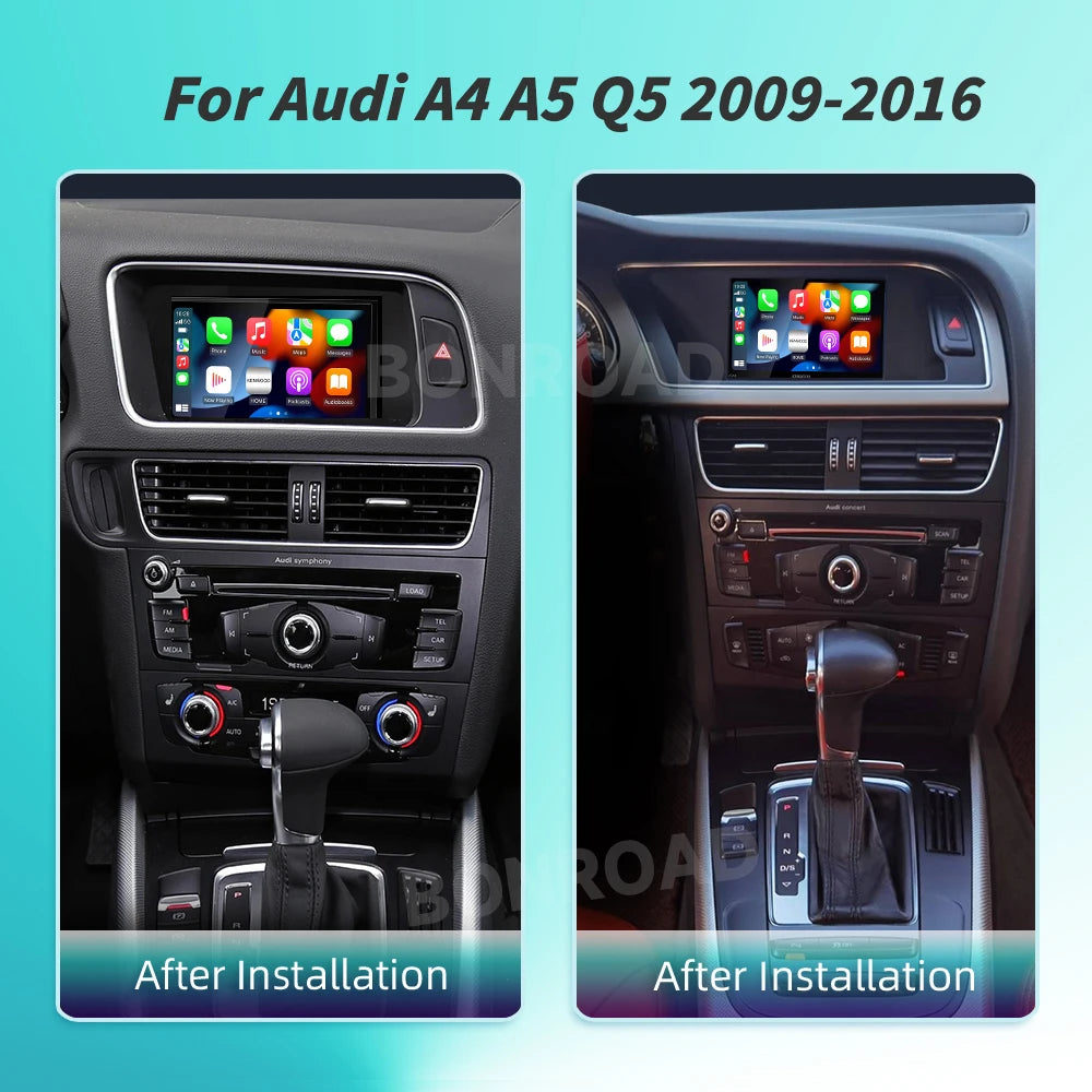 BONROAD Wireless CarPlay Android Auto Adapter for Audi A4 B8 A5 Q5 2009-2015 with Mirror Link Bluetooth  Decoder Box