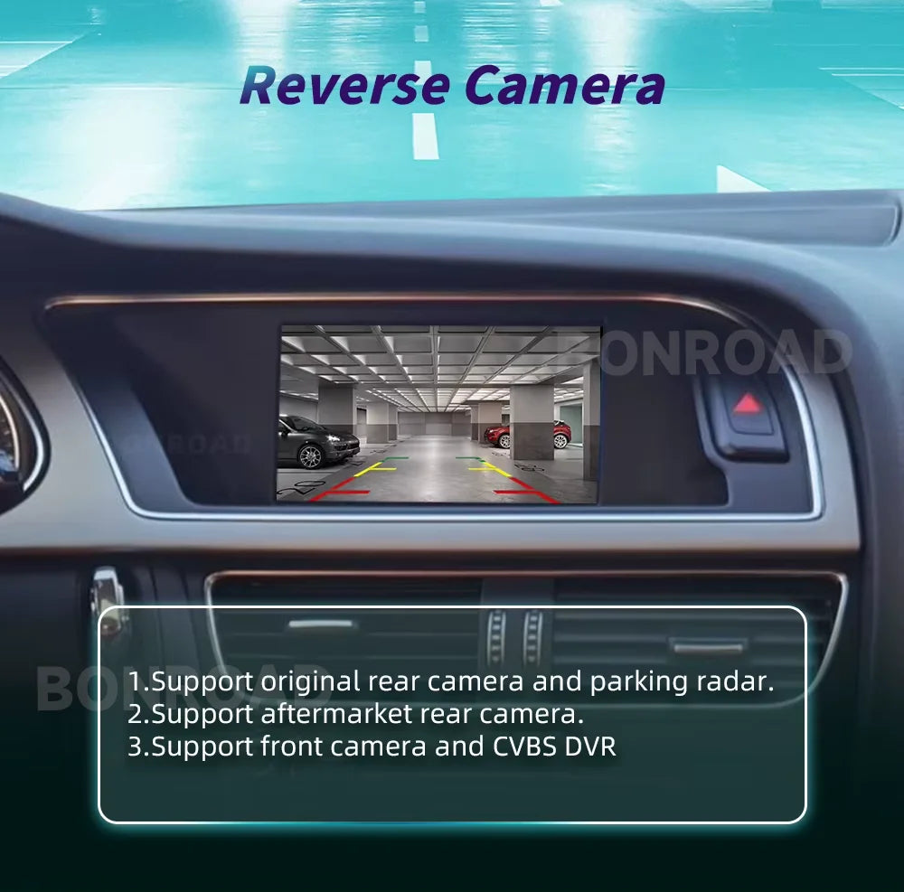 BONROAD Wireless CarPlay Android Auto Adapter for Audi A4 B8 A5 Q5 2009-2015 with Mirror Link Bluetooth  Decoder Box