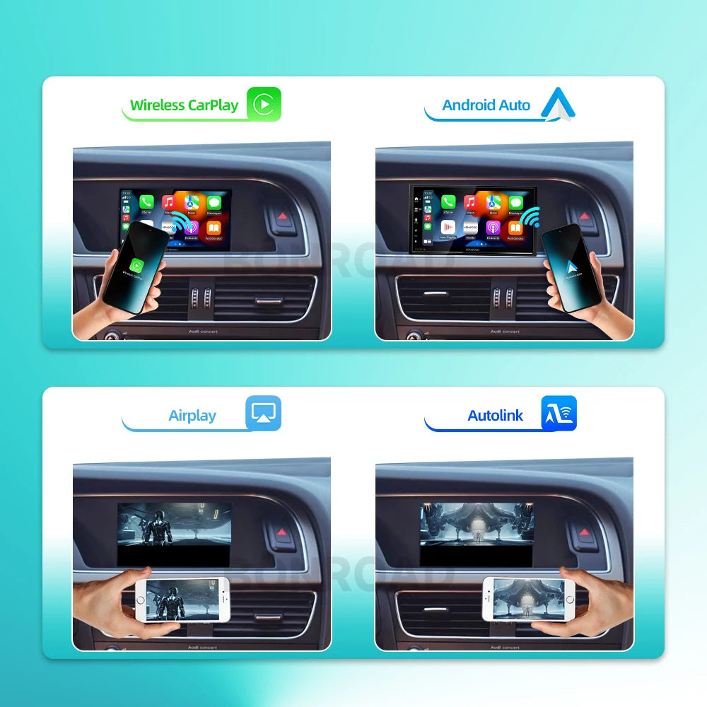 BONROAD Wireless CarPlay Android Auto Adapter for Audi A4 B8 A5 Q5 2009-2015 with Mirror Link Bluetooth  Decoder Box
