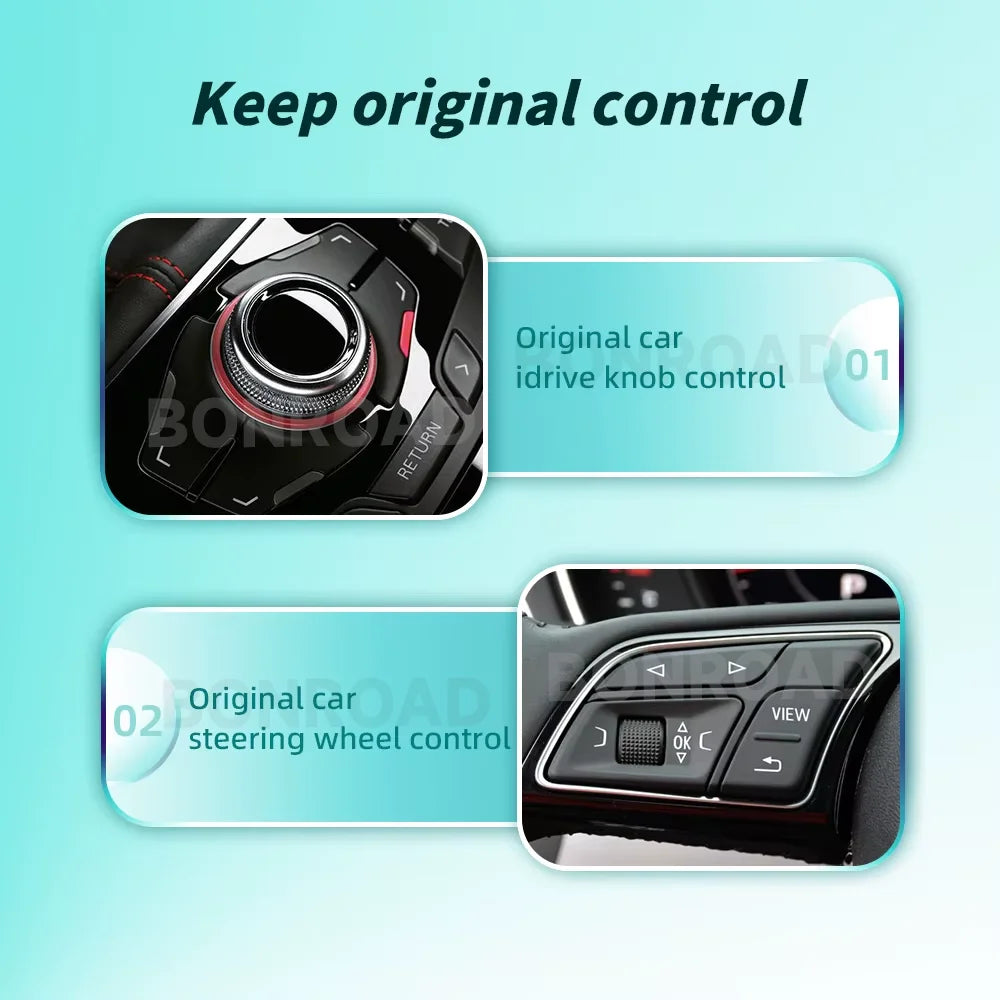 BONROAD Wireless CarPlay Android Auto Adapter for Audi A4 B8 A5 Q5 2009-2015 with Mirror Link Bluetooth  Decoder Box