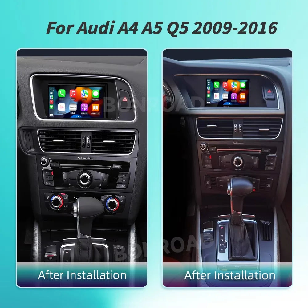 BONROAD Wireless CarPlay Android Auto Adapter for Audi A4 B8 A5 Q5 2009-2015 with Mirror Link Bluetooth  Decoder Box