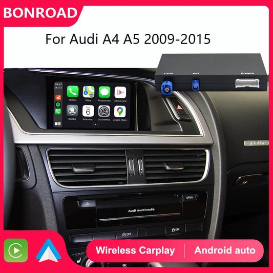 BONROAD Wireless CarPlay Android Auto Adapter for Audi A4 B8 A5 Q5 2009-2015 with Mirror Link Bluetooth  Decoder Box